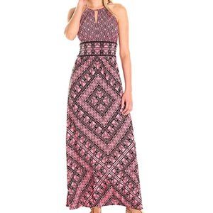 Beautiful Halter Maxi Dress - Coral/Black